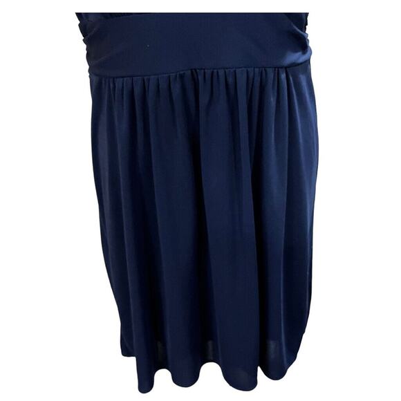 Milly Navy Gold Tone Knit Layered Chain Embellished Scoop Neck Sheath Dress Lg - Picture 5 of 13